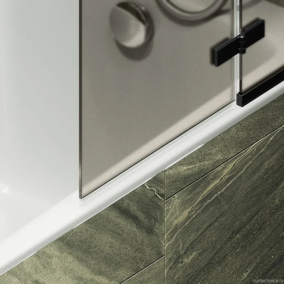 Шторка на ванну Maybahglass MGV-917-6 99 см, профиль черный, стекло бронза матовое