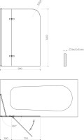 Шторка на ванну Maybahglass MGV-917-6 99 см, профиль черный, стекло бронза матовое