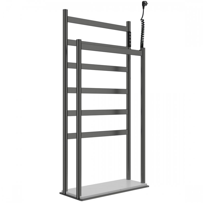 Полотенцесушитель электрический Wonzon & Woghand Essen WW-A407-GM 95x45 см, подключение справа, темный графит, лесенка, напольный