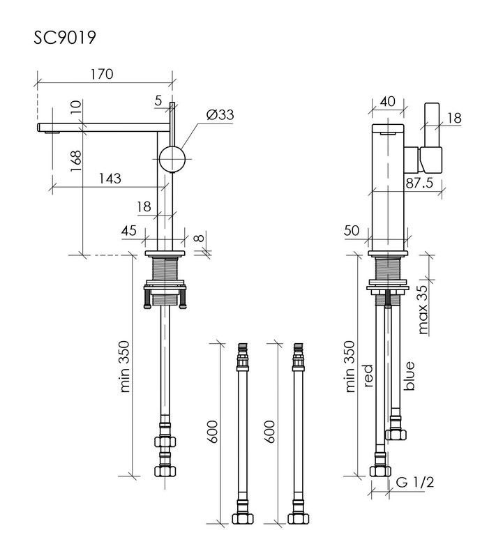 Смеситель для раковины Sancos Linn, вороненая сталь, SC9019GG