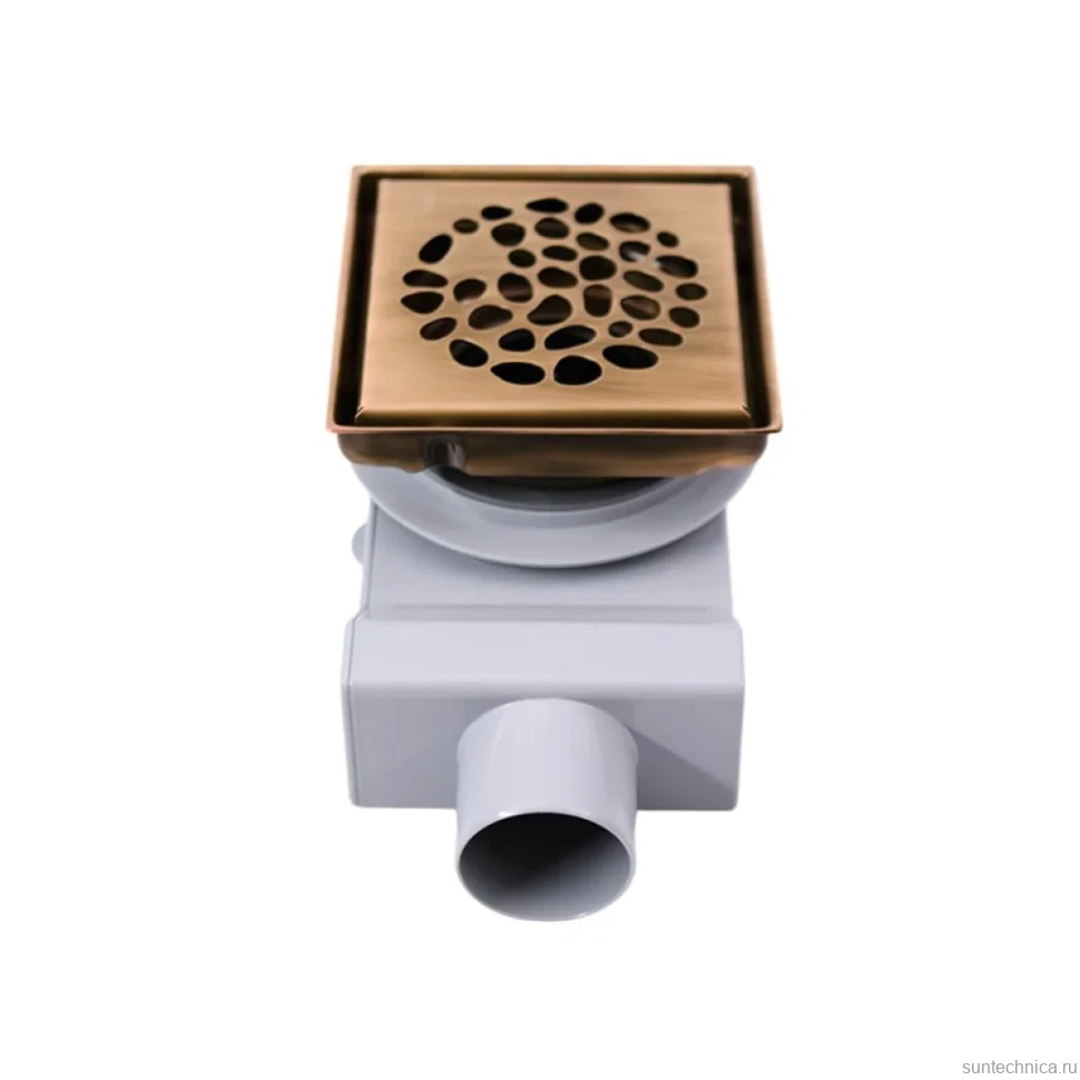 Душевой трап Plumberia Selection PS Stones PSS13BR 13x13, в пол, бронза, с сифоном