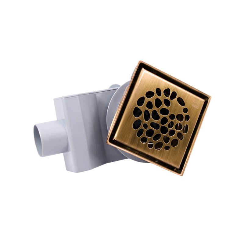 Душевой трап Plumberia Selection PS Stones PSS13BR 13x13, в пол, бронза, с сифоном