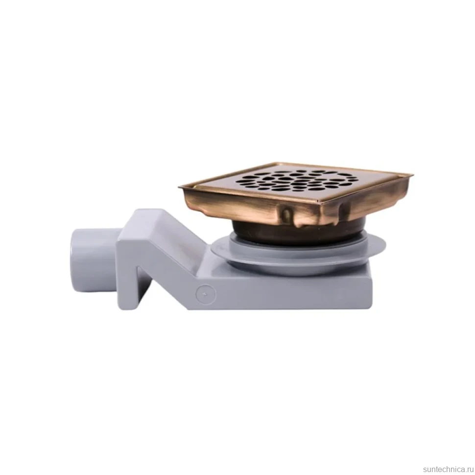 Душевой трап Plumberia Selection PS Stones PSS13BR 13x13, в пол, бронза, с сифоном