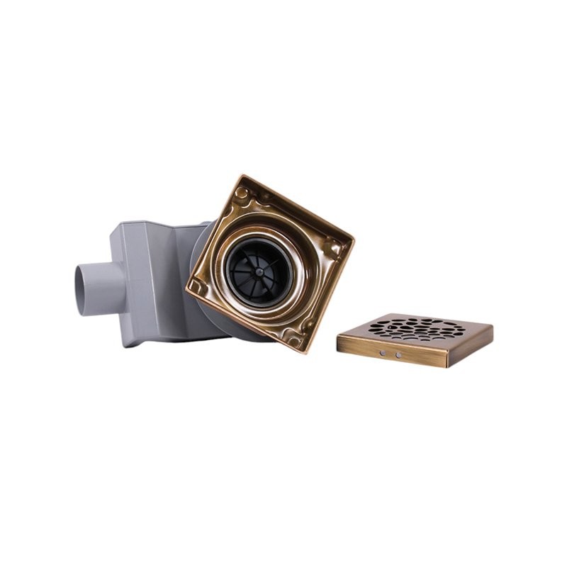 Душевой трап Plumberia Selection PS Stones PSS13BR 13x13, в пол, бронза, с сифоном