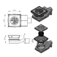 Душевой трап Plumberia Selection PS Stones PSS13BR 13x13, в пол, бронза, с сифоном