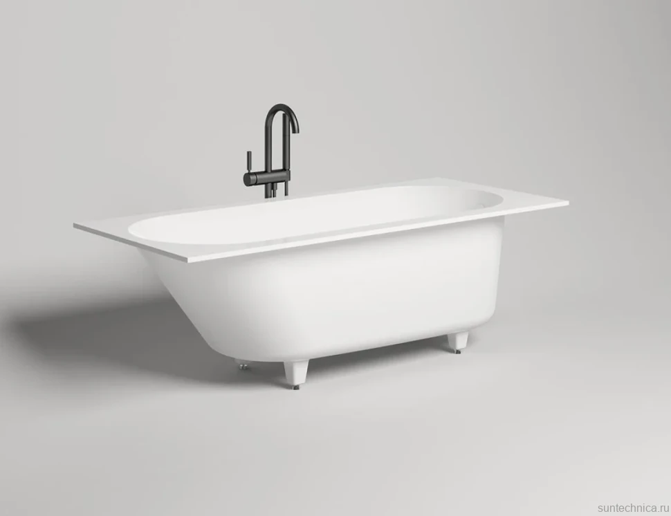 Ванна из искусственного камня Salini Ornella S-Sense 170x80 см, встраиваемая, белая, на ножках