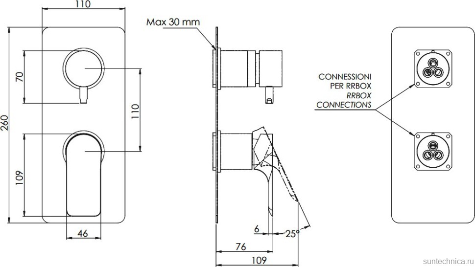 Встраиваемый смеситель для душа и ванны Remer Infinity I92KBBO С ВНУТРЕННЕЙ ЧАСТЬЮ, белый матовый