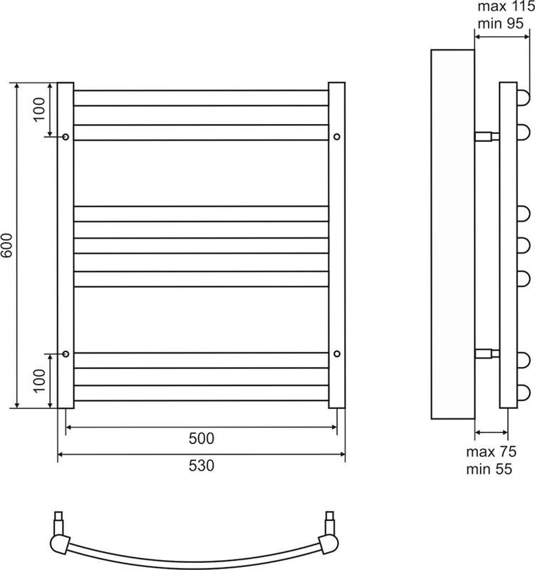 Полотенцесушитель водяной Lemark Atlantiss П10 50x80, черный