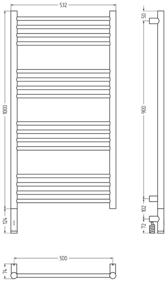 Полотенцесушитель электрический Сунержа Богема 3.1 020-6004-1050 110x55 см, подключение слева, шампань, лесенка