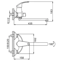 Смеситель с длинным изливом для ванны Frap H21 F2221 хром