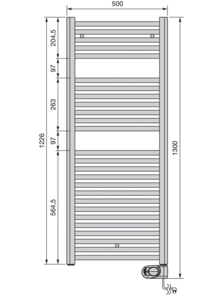 Полотенцесушитель электрический Zehnder Aura PBECZ-120-050/MQ CR 120x50 хром