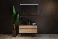 Зеркало Art&Max Aversa 120х70 черное, с LED-подсветкой, 6000К