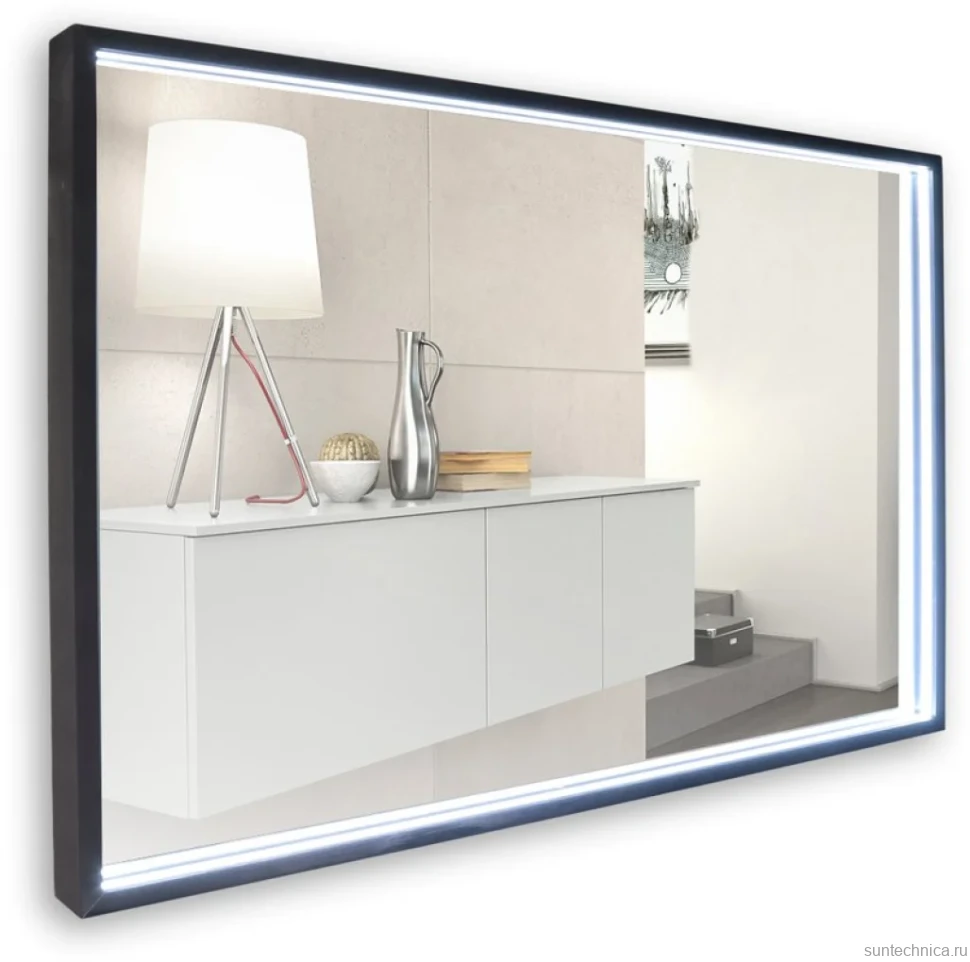 Зеркало Art&Max Aversa 120х70 черное, с LED-подсветкой, 6000К