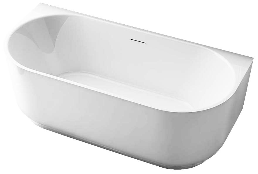 Акриловая ванна Vincea VBT-621 170x80 см, пристенная, белая, овальная, со сливом-переливом, с донным клапаном