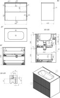 Тумба под раковину со столешницей La Fenice Terra Twin 80 подвесная, bianco, белая матовая, столешница белый мрамор