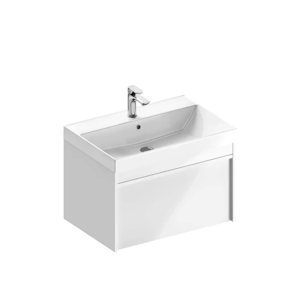 Тумба с раковиной KERAMA MARAZZI Modula 70 подвесная, белая глянцевая, раковина Cubo 70
