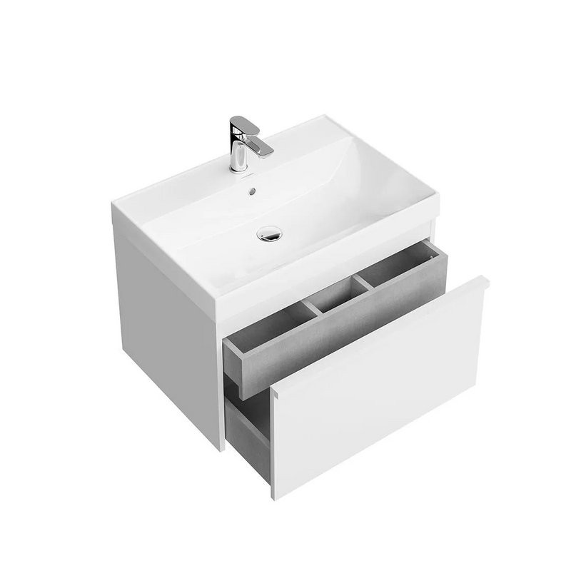 Тумба с раковиной KERAMA MARAZZI Modula 70 подвесная, белая глянцевая, раковина Cubo 70