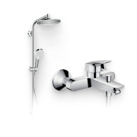 Душевой комплект Смеситель Hansgrohe Logis 71400000 + Стойка Crometta S 240 1jet Showerpipe Rеno 27270000 EcoSmart
