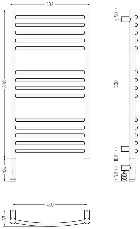 Полотенцесушитель электрический Сунержа Богема 3.1 020-6002-8040 90x45 см, подключение слева, шампань, лесенка