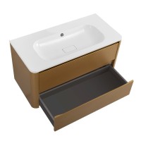 Тумба с раковиной Cezares Relax 100 подвесная, 2 ящика, брашированное золото