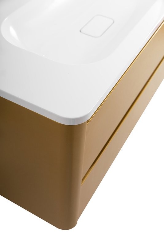 Тумба с раковиной Cezares Relax 100 подвесная, 2 ящика, брашированное золото