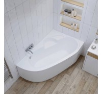 Акриловая ванна Lavinia Boho Bell Pro R 170x110 см, угловая, правая, встраиваемая, белая, асимметричная, с каркасом, с экраном, с сиденьем, подголовник справа