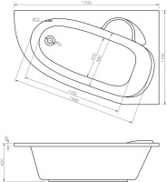 Акриловая ванна Lavinia Boho Bell Pro R 170x110 см, угловая, правая, встраиваемая, белая, асимметричная, с каркасом, с экраном, с сиденьем, подголовник справа