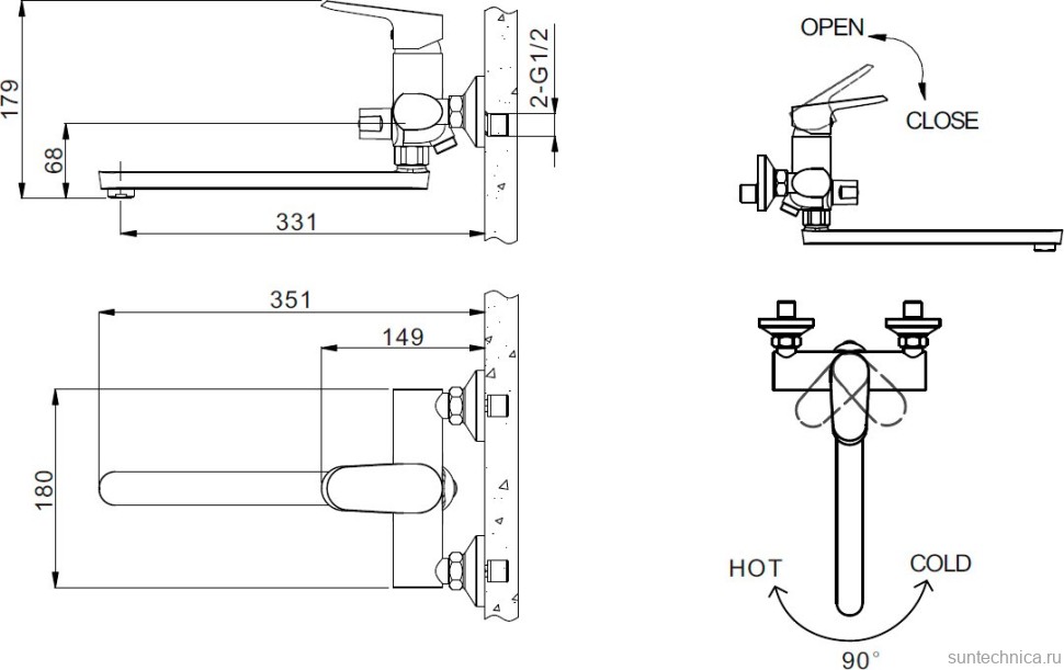 Универсальный смеситель Bravat Pure F6105161C-01A