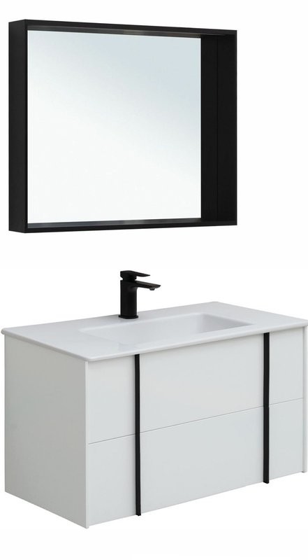 Мебель для ванной комнаты Allen Brau Reality 90 подвесная, белый матовый, раковина Fantasy Flat 92x47, без перелива, белая