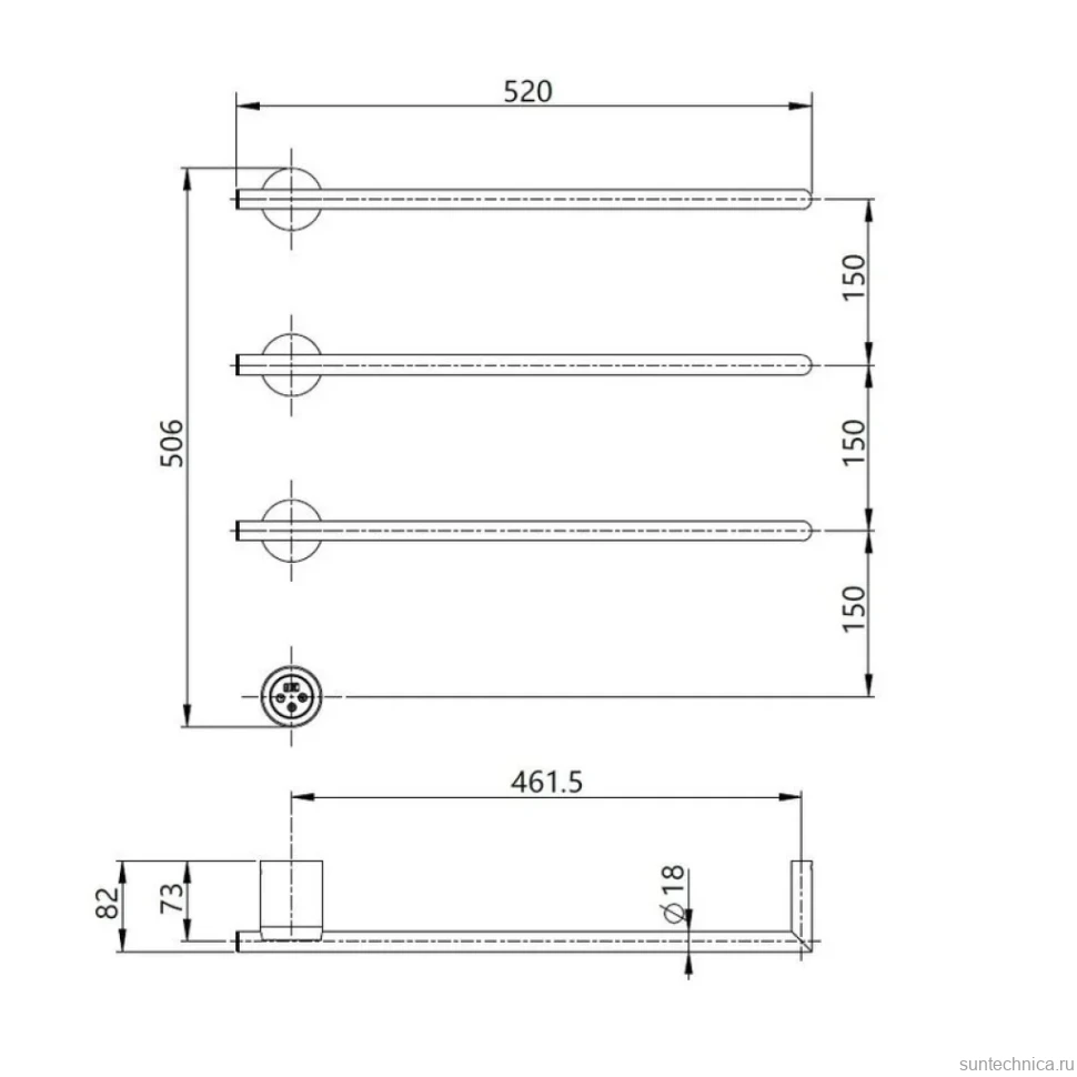 Полотенцесушитель электрический AQUAme встраиваемый c терморегуляторм AQM3143BG