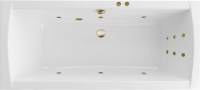 Акриловая ванна Excellent Aquaria Lux Slim Line 180x80 см, встраиваемая, с гидромассажем, белая, с каркасом, со сливом-переливом, фурнитура бронза