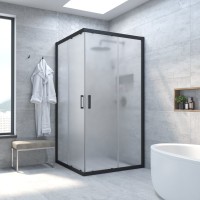 Душевой уголок Vegas Glass Za Novo ZA NOVO 80 02М 10 профиль черный матовый, стекло сатин матовое