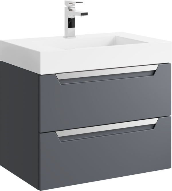 Тумба с раковиной Aqwella Cube 70 серая матовая