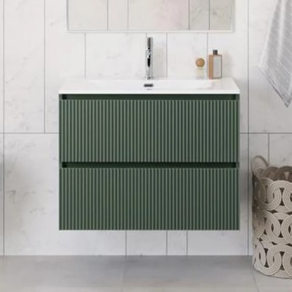 Тумба с раковиной BelBagno Uno 80 подвесная, 2 ящика, матовая еловая