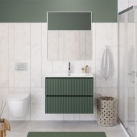 Тумба с раковиной BelBagno Uno 80 подвесная, 2 ящика, матовая еловая