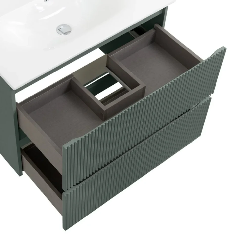 Тумба с раковиной BelBagno Uno 80 подвесная, 2 ящика, матовая еловая