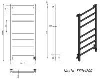 Полотенцесушитель электрический Grota Nosto 530х1200 NP EL 120x55 см, подключение справа, слева, скрытое подключение справа, глянцевый хром, лесенка