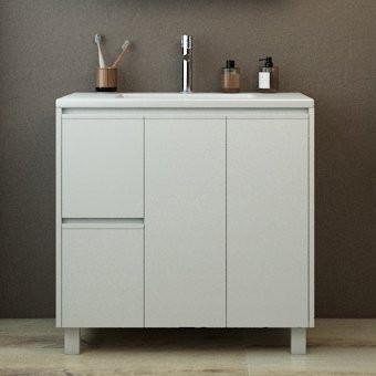 Тумба с раковиной Emmy Вега 80 напольная, белая