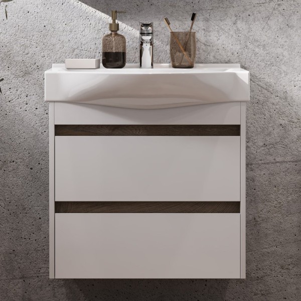 Тумба под раковину AQUATON Нортон 65, подвесная, белый глянец