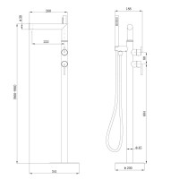 Напольный смеситель для ванны с душем Abber Perfekte 316 AF8A15BG С ВНУТРЕННЕЙ ЧАСТЬЮ, брашированное золото