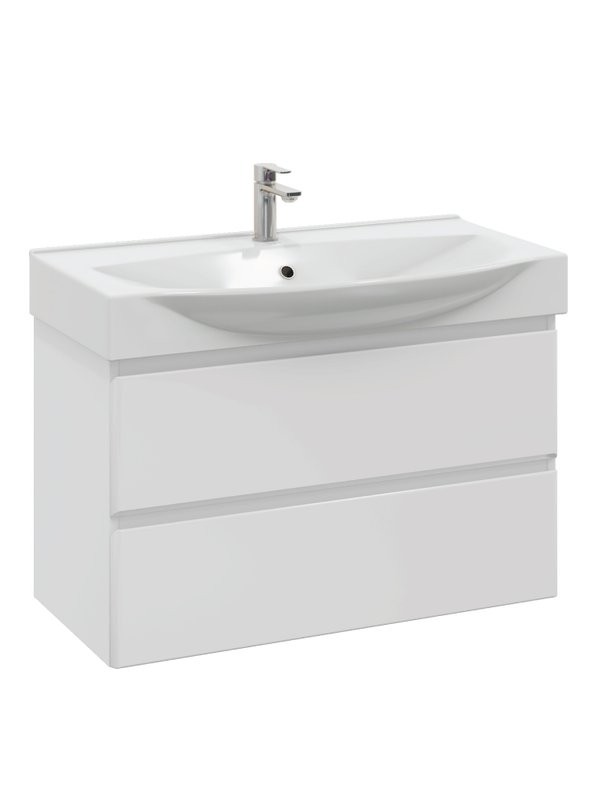 Тумба с раковиной SanStar Arista 105 подвесная, глянцевая белая, раковина Элвис 105