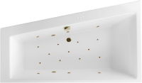 Акриловая ванна Excellent Sfera Relax L 170x100 см, угловая, левая, встраиваемая, с гидромассажем, белая, асимметричная, с каркасом, со сливом-переливом, фурнитура бронза