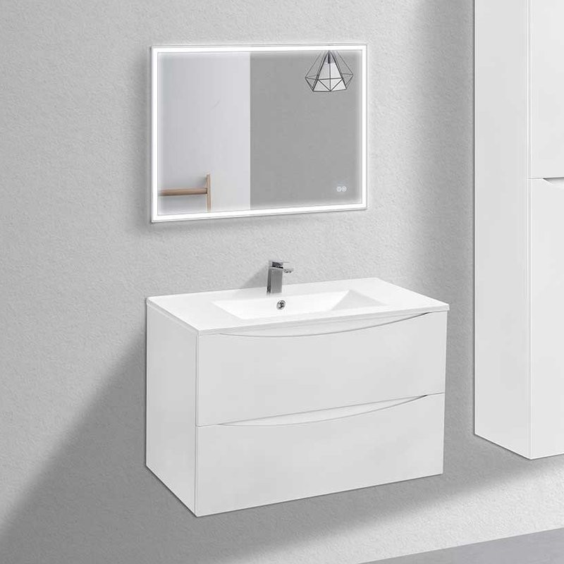 Мебель для ванной комнаты Vincea Mia 80 белая глянцевая, раковина VBS-13980