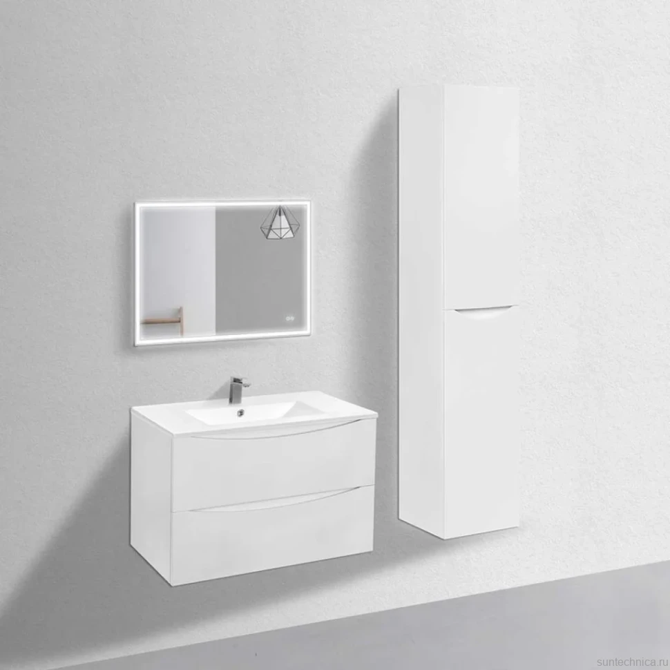 Мебель для ванной комнаты Vincea Mia 80 белая глянцевая, раковина VBS-13980