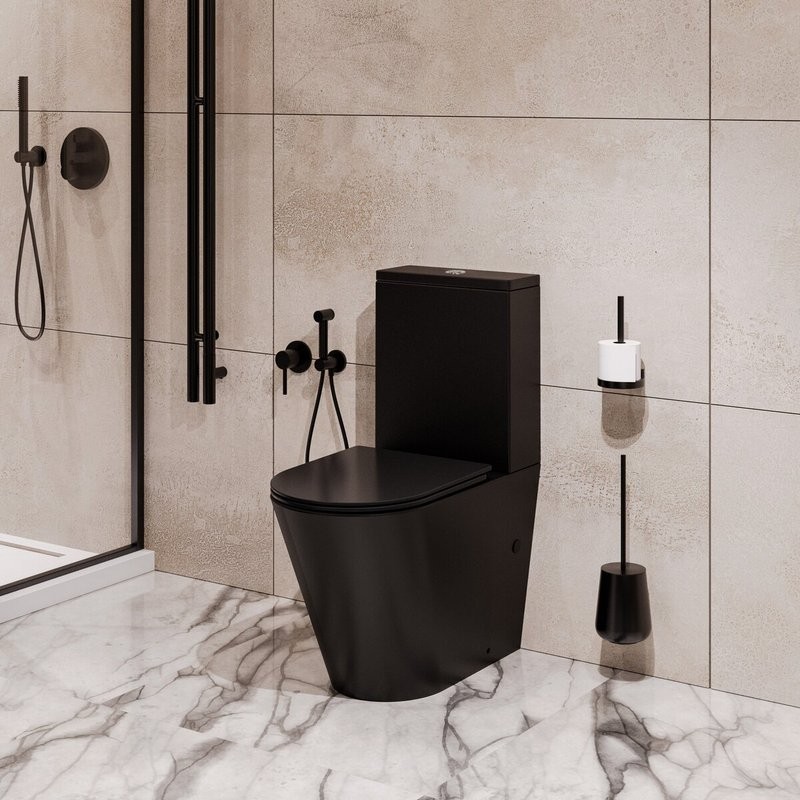 Унитаз-компакт напольный Grossman GR-4458BMSQ с микролифтом, черный матовый