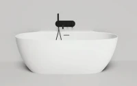 Ванна из искусственного камня Salini Alda Wall S-Sense 170x90 см, пристенная, белая, овальная, с донным клапаном