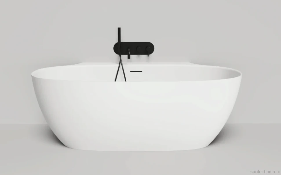 Ванна из искусственного камня Salini Alda Wall S-Sense 170x90 см, пристенная, белая, овальная, с донным клапаном