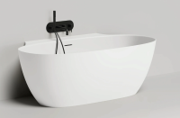 Ванна из искусственного камня Salini Alda Wall S-Sense 170x90 см, пристенная, белая, овальная, с донным клапаном