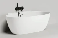 Ванна из искусственного камня Salini Alda Wall S-Sense 170x90 см, пристенная, белая, овальная, с донным клапаном