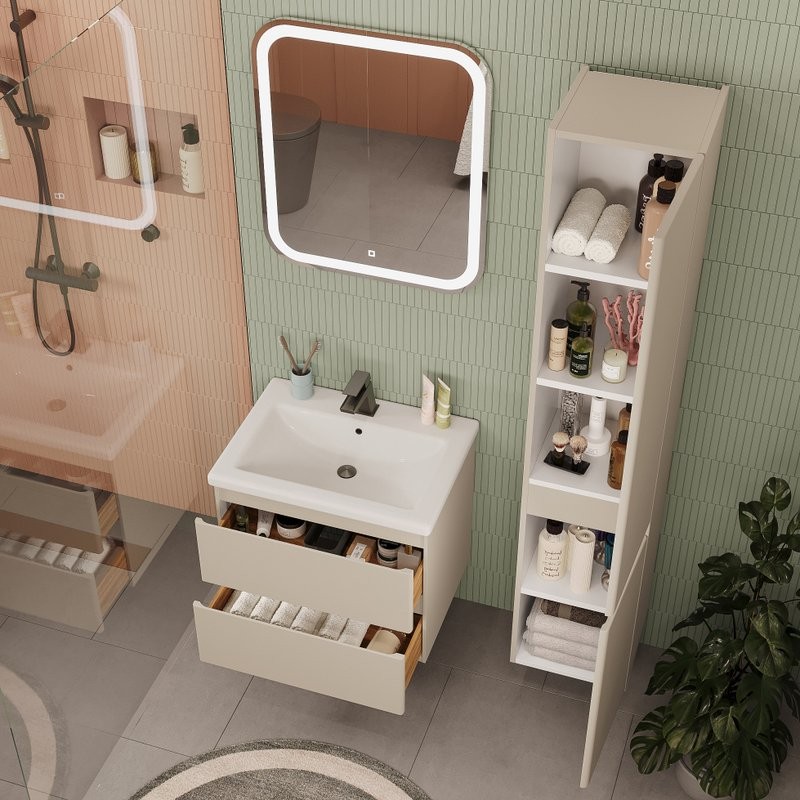 Мебель для ванной комнаты SanStar Riana 60 подвесная, cappuccino, раковина Como 60